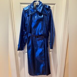 Shiny Blue Trench Coat